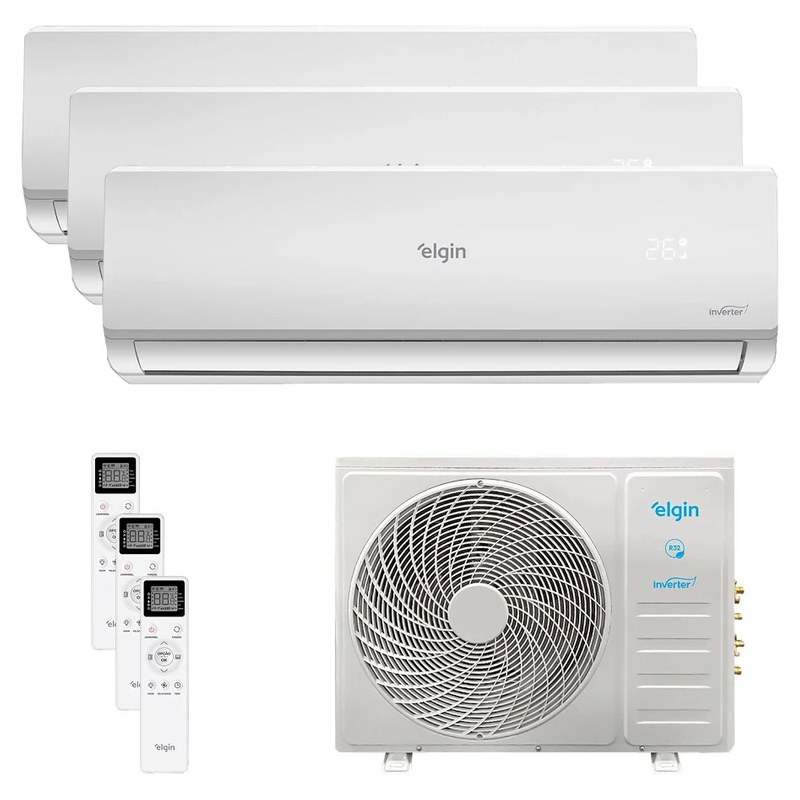Ar-condicionado Tri Split Inverter Elgin 27.000 BTUs Quente e Frio 220V